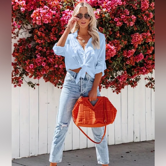 BREEZY LANE BUTTON FRONT SHIRT & COVER-UP - Picture 4 of 5